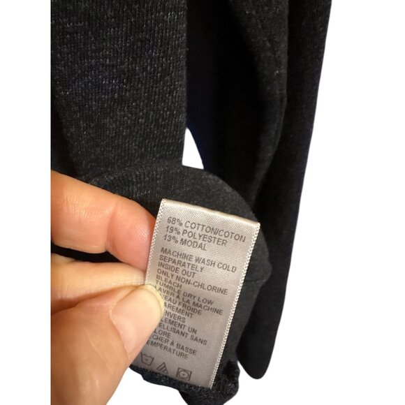 James Perse Womens Standard Long-Sleeve Lightweight Top Size M Black/Gray Cotton - Picture 3 of 5